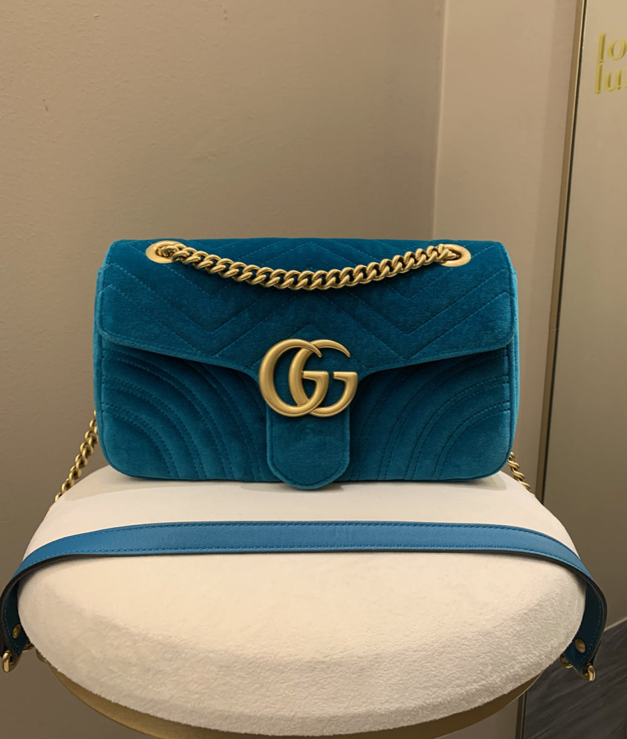 Bolsa Gucci Marmont Veludo Blue